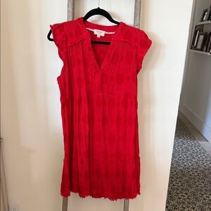 Umgee Vibrant Red Textured Mini Dress